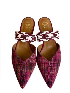 Malone Souliers Maisie Flat Mules Multicolor Checkered Canvas